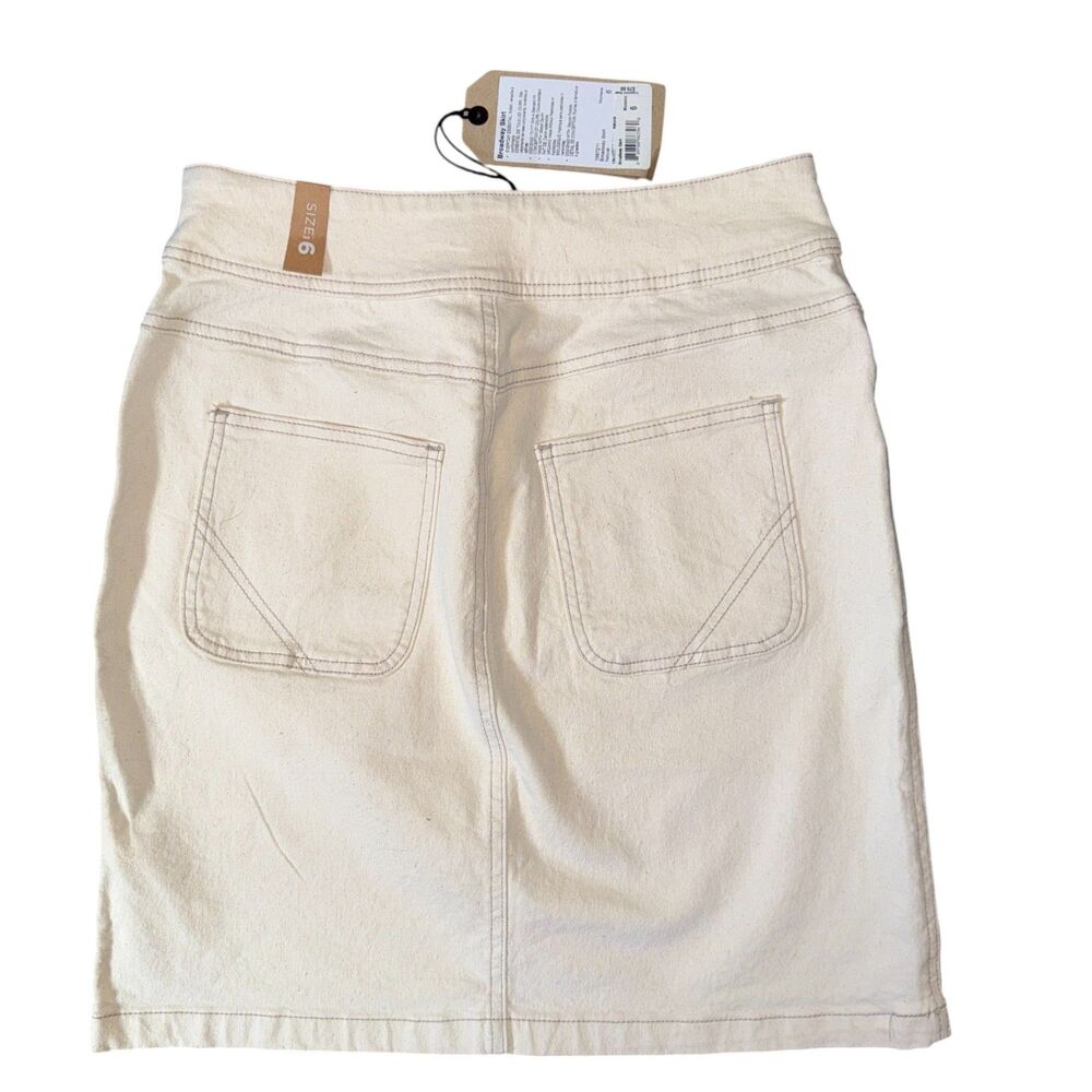 NWT Prana Broadway Skirt Stretch Denim Natural Zip Pockets Size 6 - Picture 6 of 9